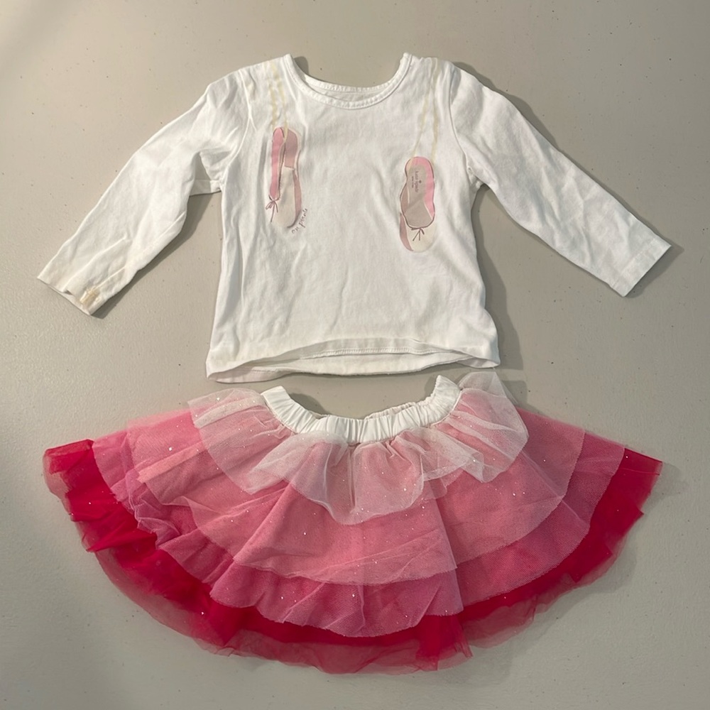 Kate Spade Ballet Slipper Long Sleeve Shirt & Tutu Skirt